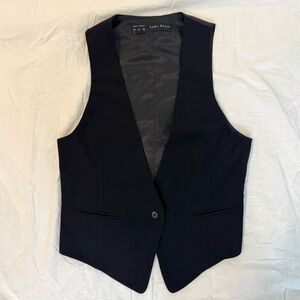 Zara Black Button Front Tailored Vest Sleeveless V-Neck Waistcoat Womens Medium